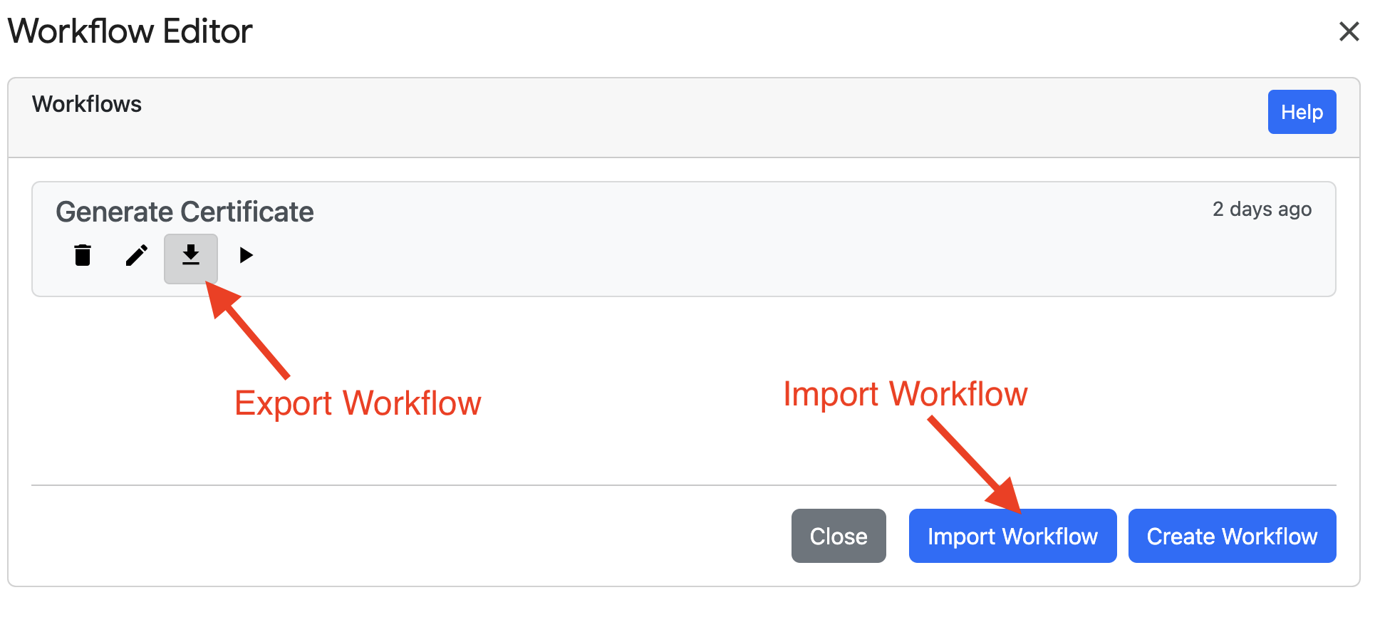 Export Workflow Window